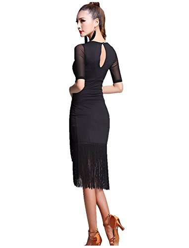 TALENT PRO Latin Rhythm Ballroom Carmen Fringe Tango Dance Dress (X-Large) - Thumbnail 5