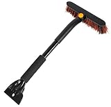 BIRDROCK HOME Snow Moover Small Car Brush and Ice Scraper with Foam Grip - Auto Snow Removal - Small Car Windshield - Lightweight Tough Durable