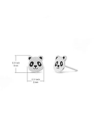 Plata de ley Boma oso panda Stud arete