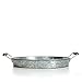Hosley 16 Inch Diameter (Handle to Handle 19.69 Inch) Galvanized Tray with Wooden Handles. Ideal Gift for Wedding Party Serving Ware House Warming Home Office Spa Aromatherapy. O4