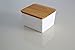 Birsppy Dash of Bleu Countertop Ceramic Salt Box with Bamboo Lid-L8