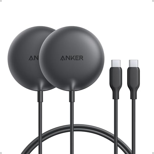 Anker Zolo Magnetic Wireless Charger, 2-Pack Qi2 Certified 15W MagSafe-Compatible Wireless Charging Pad, for iPhone 16/15/14/13 Series, AirPods, and More (Not for Pixel, Adapter Not Included)