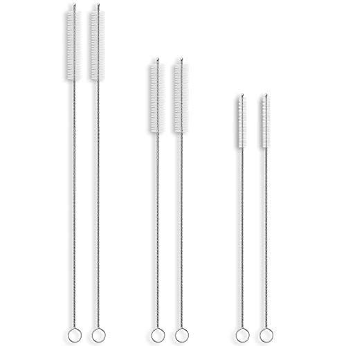 6-Piece Straw Brush Drink Straw Cleaning Brush set Simple Straw Cleaner kit Nylon Skinny Pipe Tube Cleaner Bendable Cleaning Brush for Multiple Size Stainless Steel Tumbler Straws (3 Size)