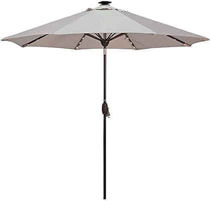 Amazon Com Solar Powered 9 Ft Patio Umbrella With 64 Led Lights Market Outdoor Umbrella With Tilt Crank Umbrella Cover For Garden Lawn Deck Backyard Pool Beige Garden Outdoor