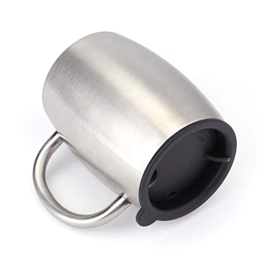 Lawei 2 Stück Edelstahl Kaffeebecher 400ml Campingtasse Isolierbecher Edelstahlbecher Thermobecher Kaffeetasse mit Deckel für Reise Getränke Kaffee Tee Wein – Bild 3