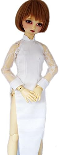 [wamami] Fashion Doll Clothes White Long Sleeve Lace Dress Cheongsam Fits 1/4 MSD DZ AOD LUTS BJD Dollfie
