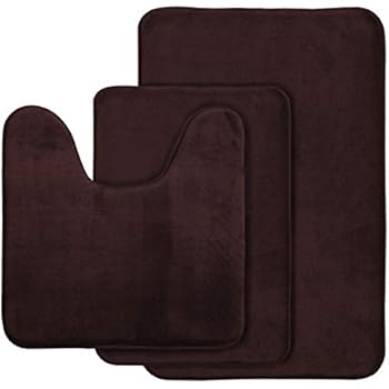 AOACreations Non Slip Memory Foam Bathroom Bath Mat Rug 3 Piece Set, Includes 1 Large 20