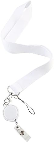 NEW Lanyard and Retractable reel with Belt Clip for ID Badge Reel (White)