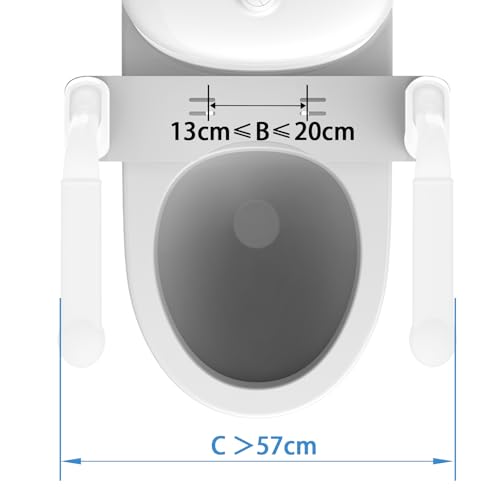 Heuffe Standing Aid Toilet Foldable, Robust Toilet Standing Aid No Drilling, Toilet Support Frame, Toilet Handle for Disabled People, Toilet Frame Freestanding
