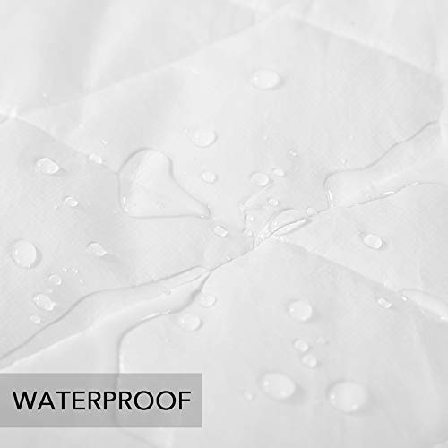 MoMA Waterproof Crib Mattress Cover (Set of 2) - 52”x 28” White Crib Mattress Protector - Soft Fitted Baby Crib Mattress Pad with 9-inch Pocket - Hypoallergenic Polyester Toddler Mattress Pad