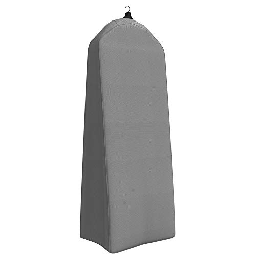 Gusseted Wedding Dress Garment Bag - For Long Puffy Gowns - 72" x 24", 20" Gusset (Grey Damask)