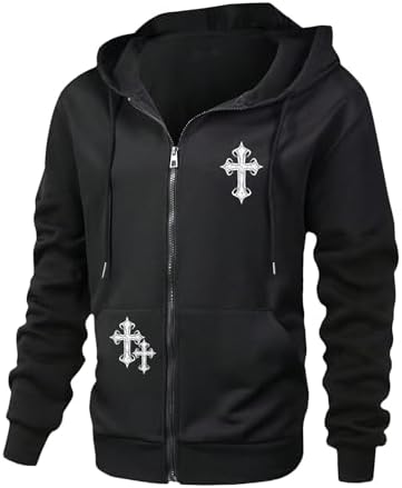 Amazon.com: SOLY HUX Men's Y2k Zip Up Hoodie Gothic Print Hooded