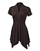 WT1120 Womens Cross V Neck Short Sleeve Empire Line Panel Tunic Top XL Brown