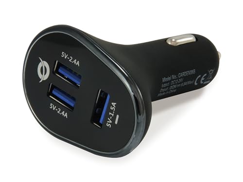 Conceptronic CARDEN06B 3-Port 31.5W USB-A Car Charger, 5V 6.3A