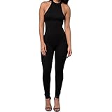 Yizenge Women's Halter Turtleneck Open Back Club Jumpsuits(M)