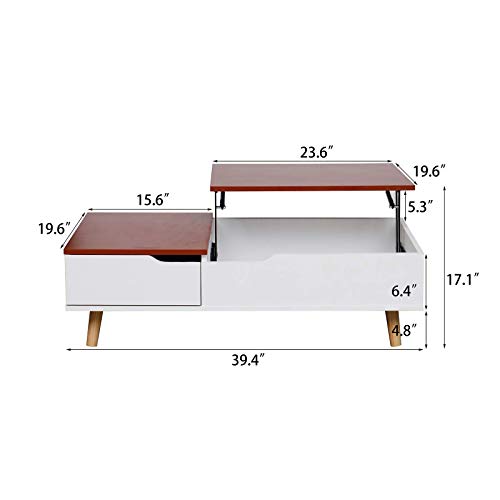Mecor Lift Top Coffee Table with Hidden Compartment and Storage Drawer