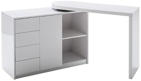 Robas Lund, Tisch, Schreibtisch, Computertisch, Matt, Hochglanz/weiß, 42 x 166 x 77 cm, 40220WW2