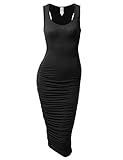 JJ Perfection Womens Sleeveless Side Shirring Slim Fit Bodycon Tank Dress