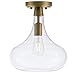 Linea di Liara Dierna Gold Semi Flush Mount Ceiling Light Modern Farmhouse Kitchen Flush Mount Ceiling Light Fixtures Clear Glass Bathroom and Hallway Light Fixture, LED Bulb Included, UL Listed