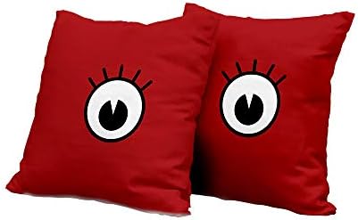 All of better Chaise Lounge Cushion Cover Eyelash,Funny Cartoon Character Eye Monster Crazy Mascot Emotion Expression Comic,Ruby Black White Decorative Pillow Covers 18x18 INCH 2pcs