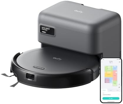eufy C10 Robot Vacuum Self Emptying, 8 Weeks Hands Free, Advanced Smart Mapping with LiDAR Navigation, 2.85-Inch Slim Design, Powerful Suction, Edge Expansion Brush for Pet Hair