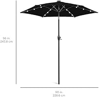 Amazon Com Best Choice Products 7 5ft Outdoor Solar Market Table Patio Umbrella For Deck Pool W Tilt Crank Led Lights Black Garden Outdoor