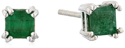 Sterling Silver Square Cut Emerald Stud Earrings Sterling Silver Square Cut Emerald Stud Earrings