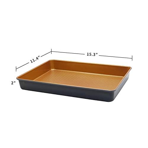 LUCYCAZ 15''x11''x2'' Deep Large Half Sheet Cake Pan Set, 1/2 Size
