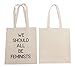 5 Pack Feminist Gifts Canvas Tote Bags with Women Empowering Quotes, 14x12 Inch