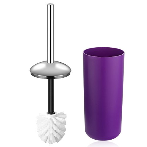 Zuvo 6 Pcs Plastic Bathroom Accessory Set Luxury Bath Accessories Bath Set Lotion Bottles, Toothbrush Holder, Tooth Mug, Soap Dish, Toilet Brush, Trash Can, Rubbish Bin (Purple)