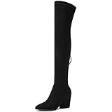 flat elastic thigh high boots