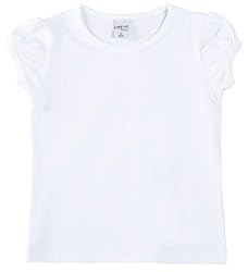 Lovetti Girls' Basic Short Puff Sleeve Round Neck
