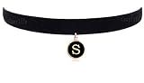 26 Letter Pendant Girls Black Velvet Choker Necklace for Women Kids Best Gifts