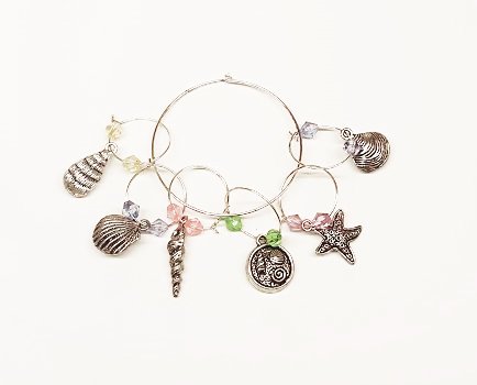 Seashell Wine Charms ~ Set of 6