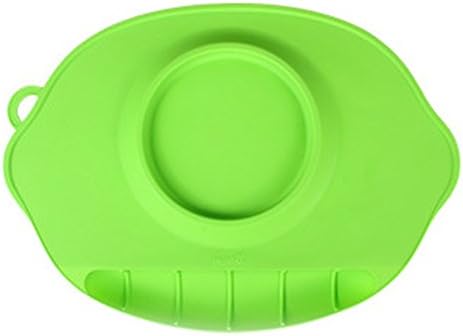 Silicone Dining mat, One Piece Placemat+Tray with Mess Pocket Easy Clean Food Grade Silicone (green)