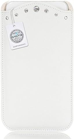 Grazioso ser. 2 Crescendo - Genuine Leather Sleeve embellished with Swarovski crystals for iPhone 7 Plus / 6 Plus / 6S Plus / Samsung Galaxy S7 Edge / S6 Edge / Note 5 / Google Pixel XL (White)