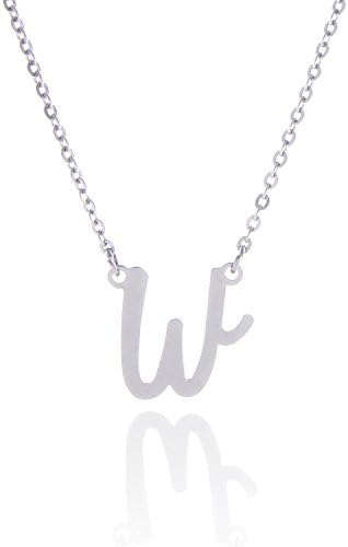AOLO Initial Necklace 26 Letters from A-Z Stainless Steel Silver and Gold Color