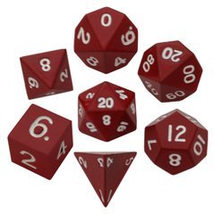 Metal Dice: 16mm Painted Polyhedral Dice Set of 7 - Red