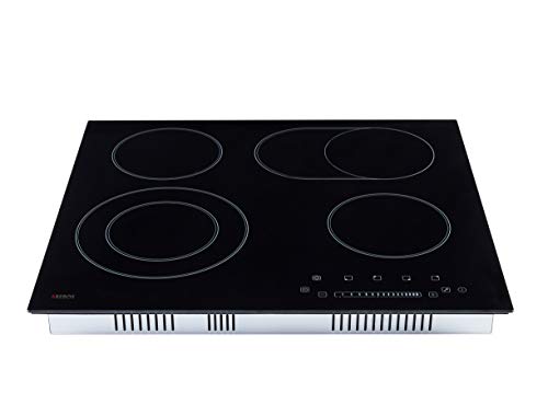 Arebos Glaskeramikkochfeld | 6600 W | 4 Kochfelder | 59 cm | autark | inkl. Dual-Kochzone und Bräterzone | mit Sensor Touch | Kindersicherung | Überhi