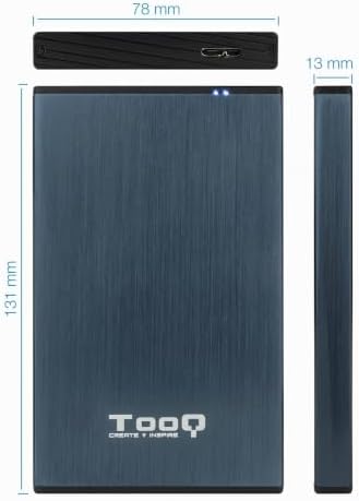 TQE-2527PB - Caixa para discos rígidos HDD de 2,5" (SATA I/II/III até 9,5 mm de altura, USB 3.0) Alumínio, Indicador LED, cor azul pacifico, 50 grs