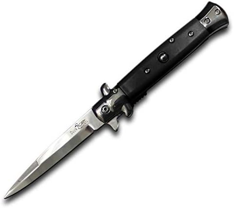 9" Assisted Opening Pocket Knife Black Handle and Silver Blade