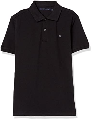 Photo 1 of Calvin Klein Boys' Short Sleeve Micro Pique Solid Polo, Black EB70, 14-16