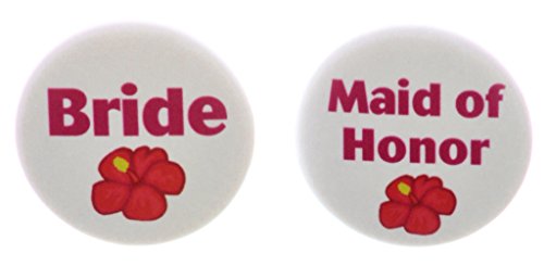 Set 2 Bride / Maid of Honor Tropical Flower 2.25â€ Large Pinback Buttons Pins