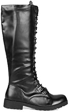 Amazon Com Shoelala Travis1313 Lace Up Women S Combat Boots In Black Mid Calf