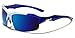 Arctic Blue Mens Fashion Sports Wrap Sunglasses - Blue Revo Lens - Fishing, Baseball, Boating, Skiing - Several Colors Available! (All Blue)
