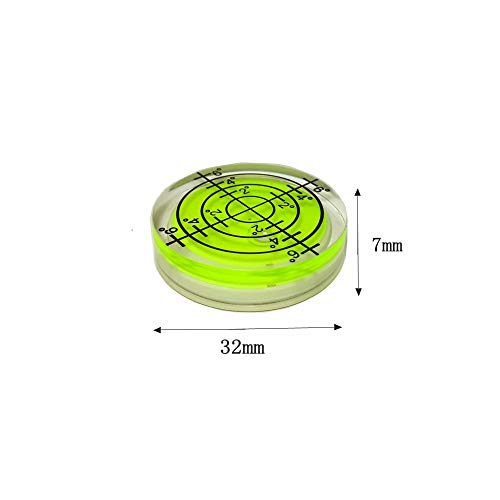6x Bubble Spirit Level, 32x7mm Circular Bullseye Level Inclinometers for Tripod, Phonograph, Turntable - Fluorescent Yellow
