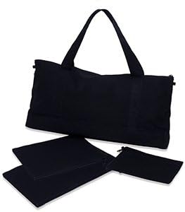 Winds Blow Mah Jongg Black Canvas Over The Shoulder Travel Tote with 3 Zippered Pouches - 2 for Tiles and 1 for Card and Money
