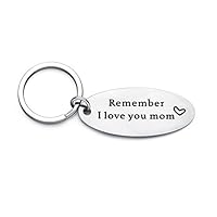 Remember I Love You Mom Stainless Steel Letters Pendant Keychain Key Ring Gift - Silver GlobalDeal