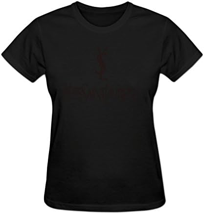 Jamefoxfit Women's Cotton T-Shirt Yves Saint Laurent Printing M Black