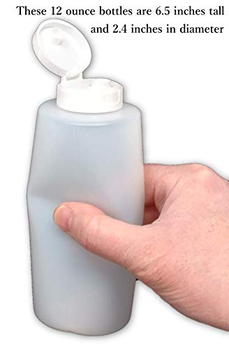 Earth's Essentials Ten Pack of Refillable 12 Oz. Squeeze Bottles with Large Opening Flip Caps-Great for Condiments, Sauces Or Crafts